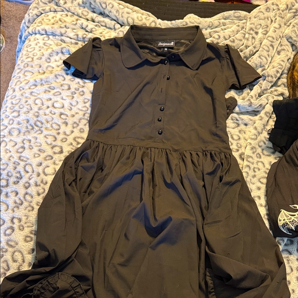Sourpuss Black Collared Dress